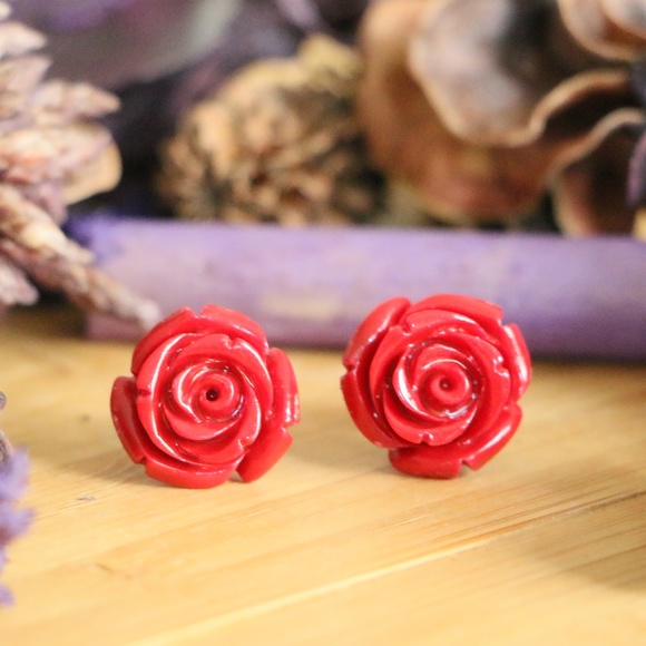 925 Sterling silver flower earrings 15mm$LAST ACT$ - Picture 2 of 5